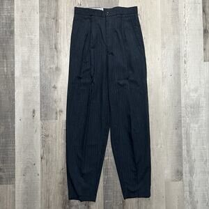 VTG Policy Studio Baggy Flecked Trouser Pants Blue Pleated Rayon Rockabilly 30